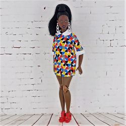 A-silhouette dress with vintage design for Barbie Doll (Curvy)