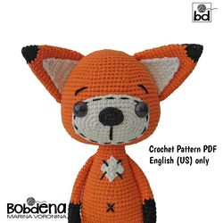 Toy Fox Crochet Pattern, Amigurumi fox pattern PDF, crochet tutorial with photos