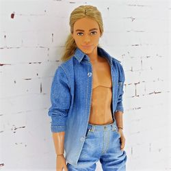 Denim shirt for Ken dolls or other male dolls of similar size