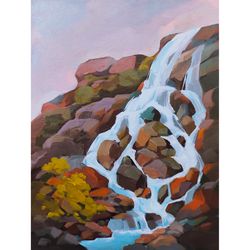 Stony waterfall Original painting on canvas