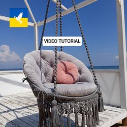 Pattern VIDEO Tutorial Macrame Hanging Chair DIY Hammock Step-by-step instructions even for begginers