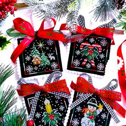 forest set of 4 christmas cross stitch patterns pdf by crossstitchingforfun instant download