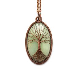 Amazonite Necklace Anniversary Gift For Women Gift For Men Tree Of Life Necklace Spiritual Jewelry Gemstone Pendant