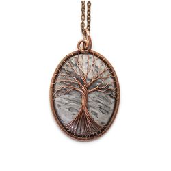 Lace Agate Necklace Statement Tree Of Life Necklace Handmade Wire Wrapped Jewelry Birthday Gift For Women Gift For Men
