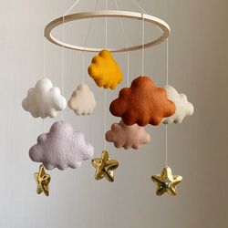 Gift for newborn baby- Seven clouds baby mobile-crib mobile- nursery decor
