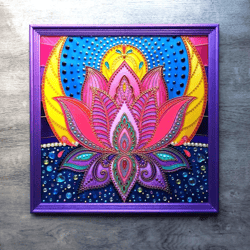 Lotus flower home wall decor Mystical mandala Spiritual gift Meditation Sacred geometry Yoga Handpainted hanging art