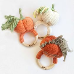 Custom baby rattles Pumpkins, Halloween Gift for twins, Educational montessori toy