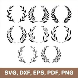 laurel wreath svg, leaf wreath svg, laurel branch svg, laurel leaf svg, floral wreath svg, branch wreath svg, cricut