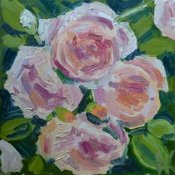 roses painting, oil painting, flowers painting, oil art, pink roses art