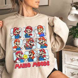 cute mario moods shirt  super mario luigi t-shirt  super mario shirt  mario gamer shirt  super mario bros kid t-shirt