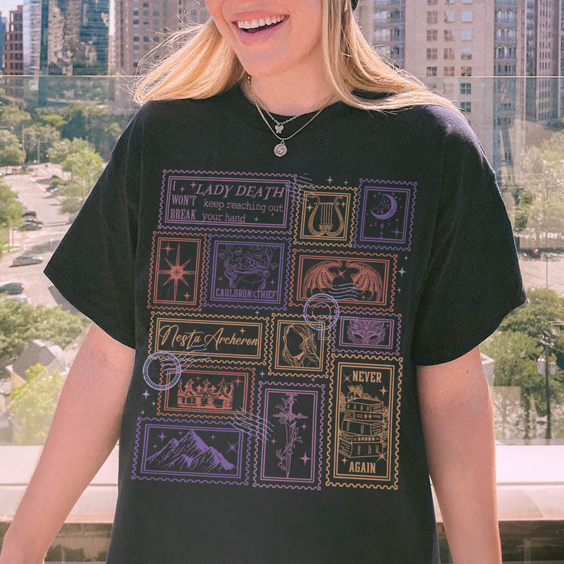 Nesta Archeron ACOTAR Cauldron Blessed Lady Death Band Shirt Sarah J Maas Velaris Crescent City Rhysand Cassian SJM Licensed Bookish Shirt.jpg