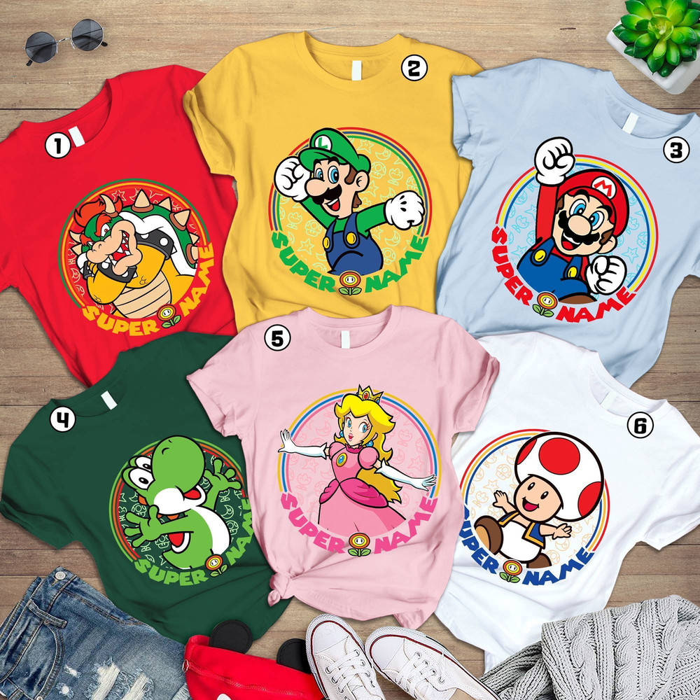 Personalized Super Mario Shirt Super Mario Birthday Shirt Super Mario Character Family Shirt Mario & Friend Party Tee.jpg