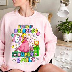 personalized super princess peach birthday shirt princess peach shirt super mario family shirt birthday girl shirt