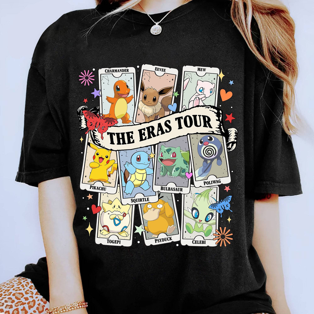 Pikachu The Eras Tour Tarot Card Shirt  Bulbasaur Charmander Squirtle Psyduck Shirt  Eevee Evolution Japan Anime Shirt.jpg