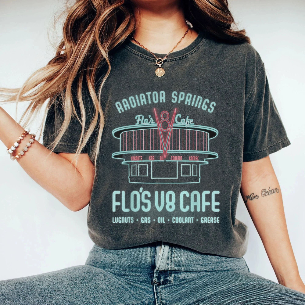 Pixar Cars Flo's V8 Cafe Shirt  Cars Land Shirt  Lightning McQueen Doc Hudson Shirt  Radiator Springs Shirt Cars Family.jpg