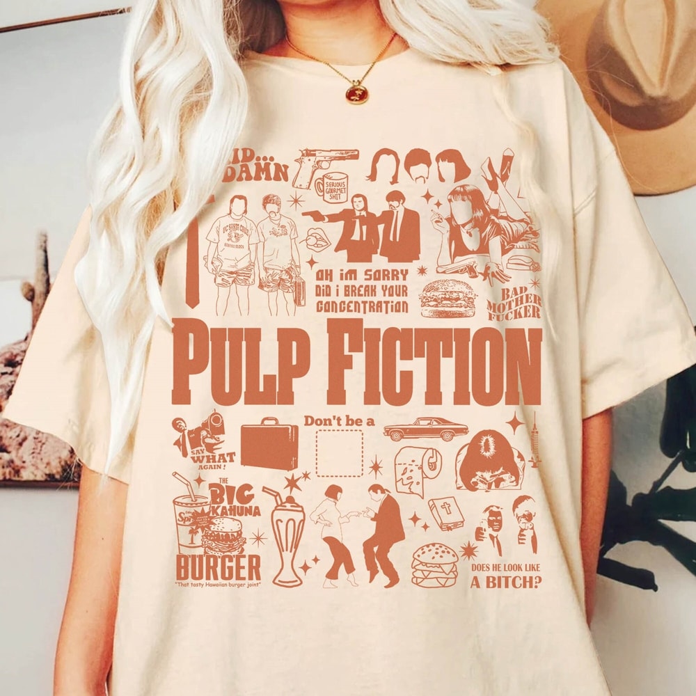 Pulp Fiction Doodle Art Shirt Mia Wallace Vincent Vega Shirt Pulp Fiction Movie Shirt Quentin Tarantino Shirt 1.jpg