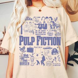 pulp fiction doodle art shirt  mia wallace vincent vega shirt  pulp fiction movie shirt  quentin tarantino shirt