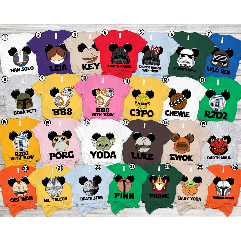 Starwars Characters Shirt Personalized Baby Yoda Darth Vader Stormtrooper Hans Solo Leia Princess BB8 R2D2 Shirt Padme Amidala Shirt.jpg