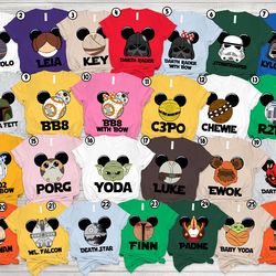 starwars characters shirt personalized baby yoda darth vader stormtrooper hans solo leia princess bb8 r2d2 shirt padme