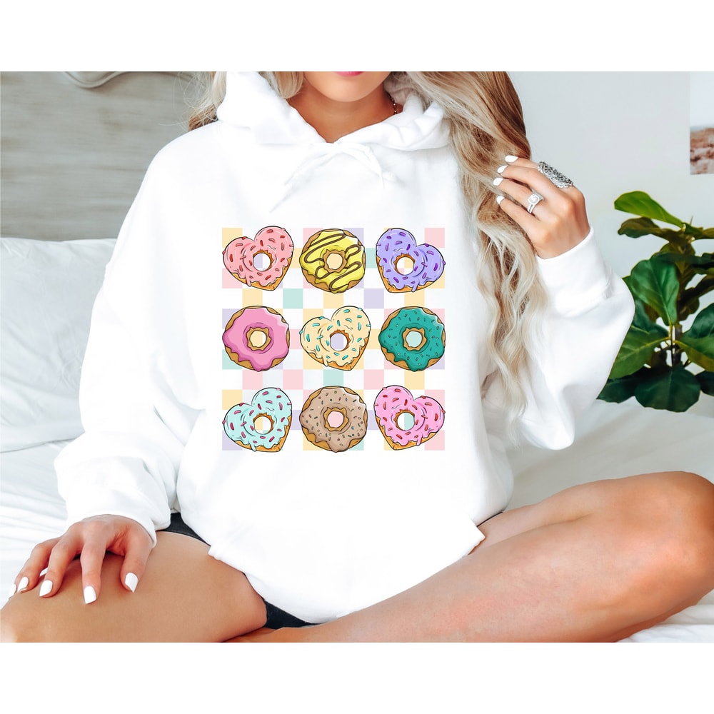 Valentine Sweatshirt, Retro Donut Sweatshirt, Teacher Valentine Sweatshirt, Women's Valentines Day Sweatshirt, Donut Shirt, Teacher Gift Tee.jpg