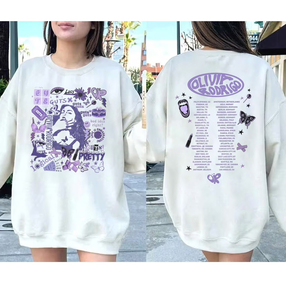 Olivia Rodrigo Guts Shirt, Olivia Rodrigo Guts Merch, Guts Tour 2024 Shirt, GUTS world tour 2024 Shirt, Olivia Rodrigo Album GUTS Sweatshirt.jpg