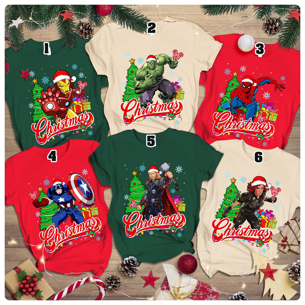 Avengers Christmas Matching Shirt  Superhero Christmas Shirt  Family Group Christmas Shirt  Disneyland Christmas Tee Spiderman Christmas.jpg