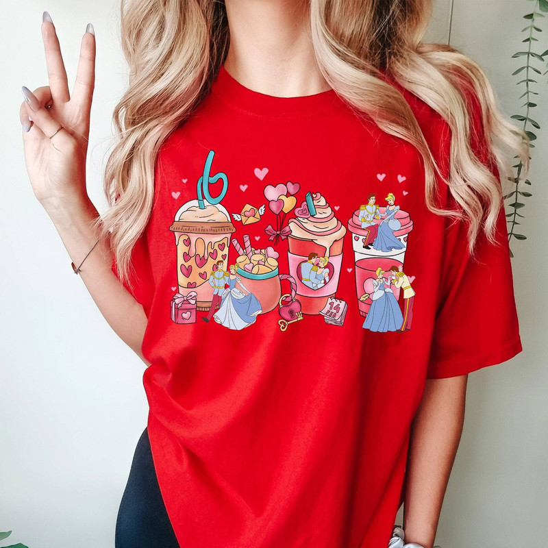 Cinderella Valentine Coffee Cup Shirt, Cinderella And Prince Charming Shirt, Disneyland Valentines Day Couple Shirt, Valentines Gift For Her.jpg