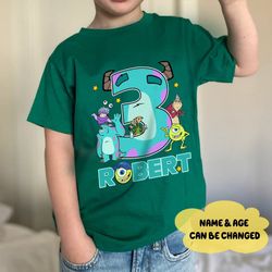custom monsters incs birthday shirt, monsters incs family birthday shirts, birthday matching tee, birthday shirts for ki