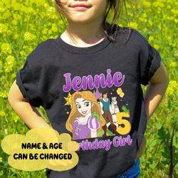 custom tangled rapunzel princess birthday shirt, princess birthday girl shirt, girls birthday party shirt, family birthd