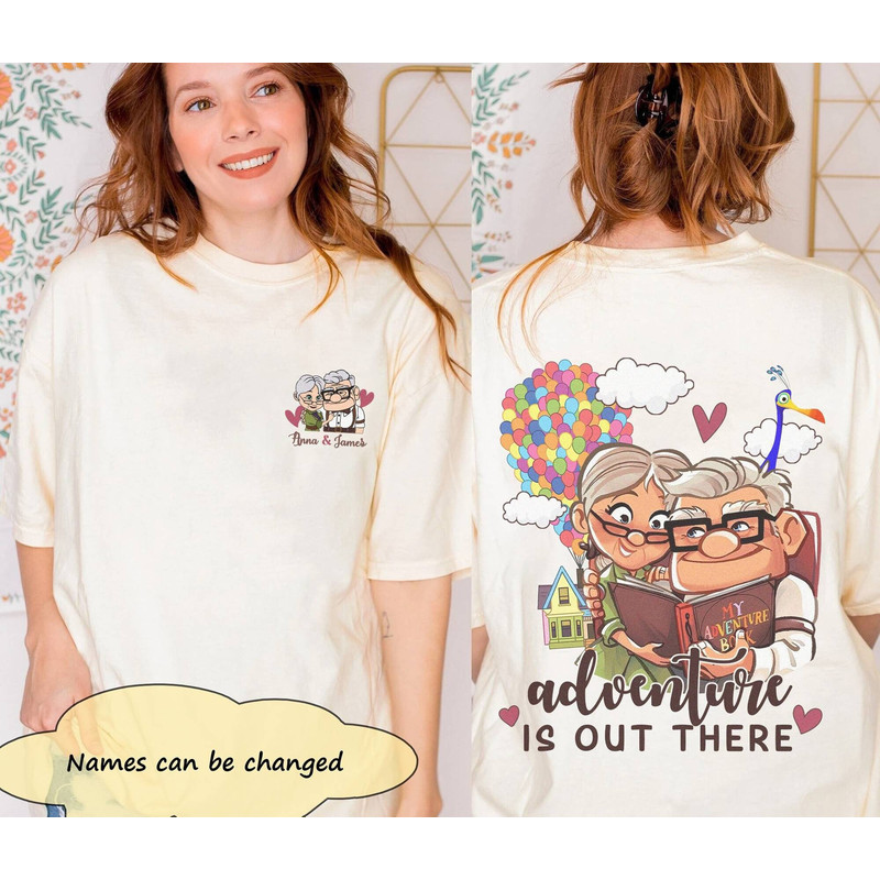 Custom Up Carl And Ellie Adventure Is Out There Shirt, Personalized His Ellie Her Carl Couple Shirt, Pixar Up Movie Shirt, Disneyland Shirt.jpg