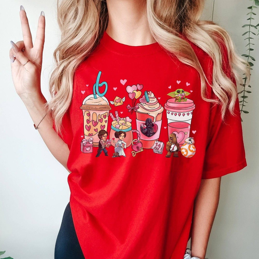 Disneyland StarWars Valentines Day Shirt, Valentine Coffee Cup Shirt, StarWars Shirt, Couple Valentine Matching Shirt Outfit, Valentine Gift.jpg