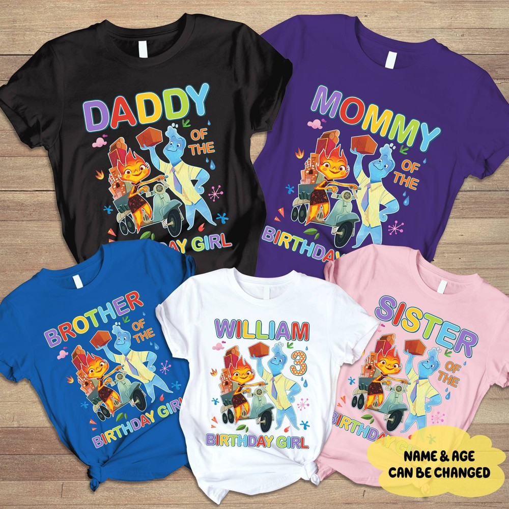 Elemental Birthday Girl Shirt, Custom Birthday Shirt, Ember and Wade Birthday Shirt for Kids, Elemental Family Birthday Shirts.jpg