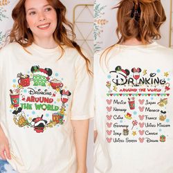 epcot drinking around the world christmas t-shirt, disneyland epcot food and wine team mickey and friends christmas drin