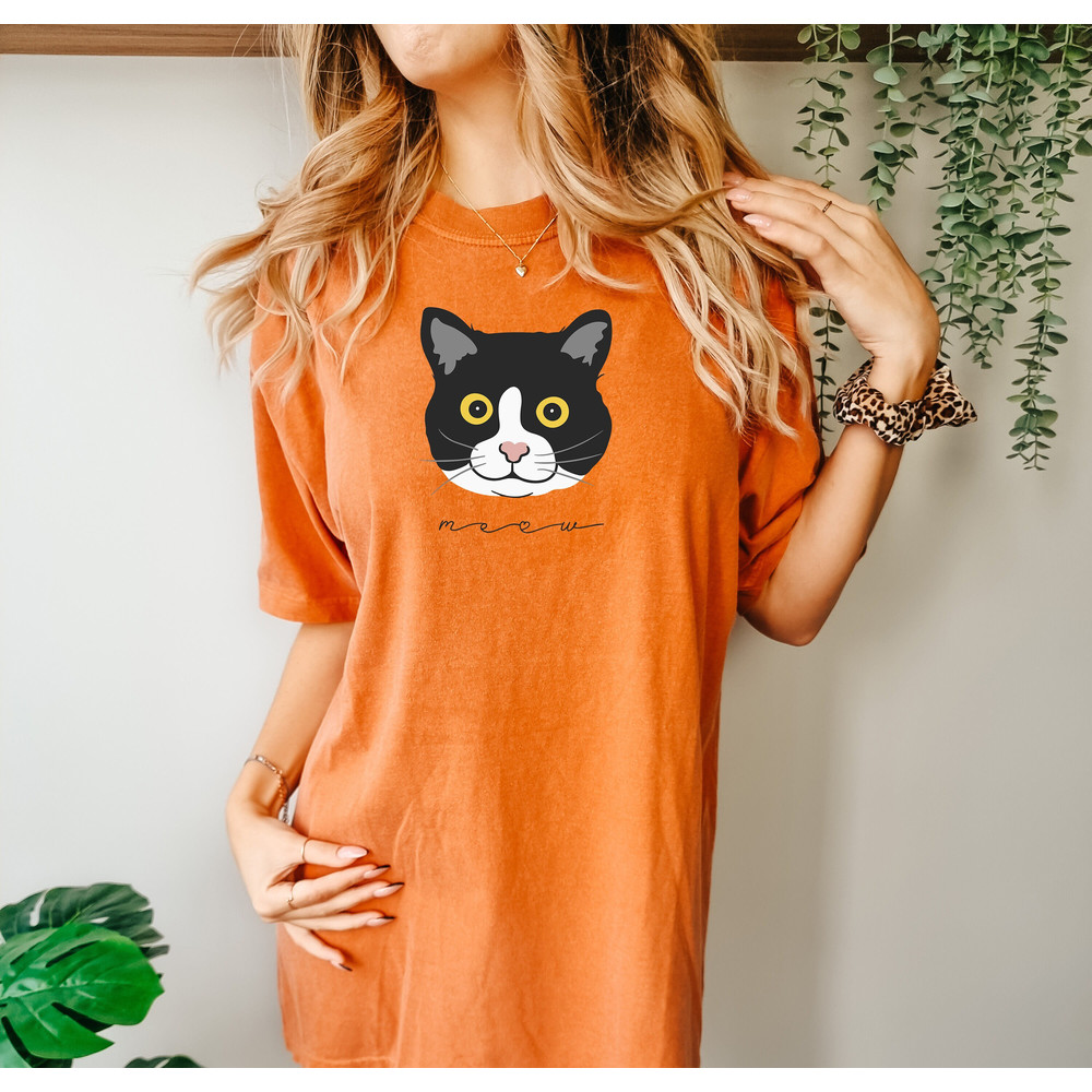 Black Cat V-Neck Comfort colors Shirt, Cat Lover Shirt, Cute Kitty Shirt, Cat Owner Shirt, Gift For Cat Lover, Animal Lover Shirt, Gift tees.jpg