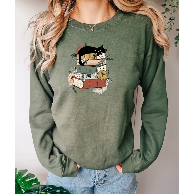 Books and cat Comfort colors sweatshirt, cute reading hoodie, books sweatshirt, cute cat sweatshirt, book lover gift shirt, cat lover gifts.jpg