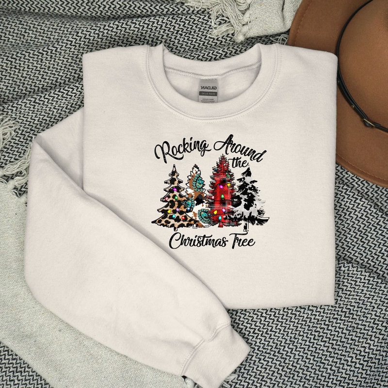 Christmas Comfort colors Sweatshirt, Christmas Sweater, Christmas Crewneck, Christmas Tree Shirt, Rocking Around Shirt, Holiday Sweater gift.jpg