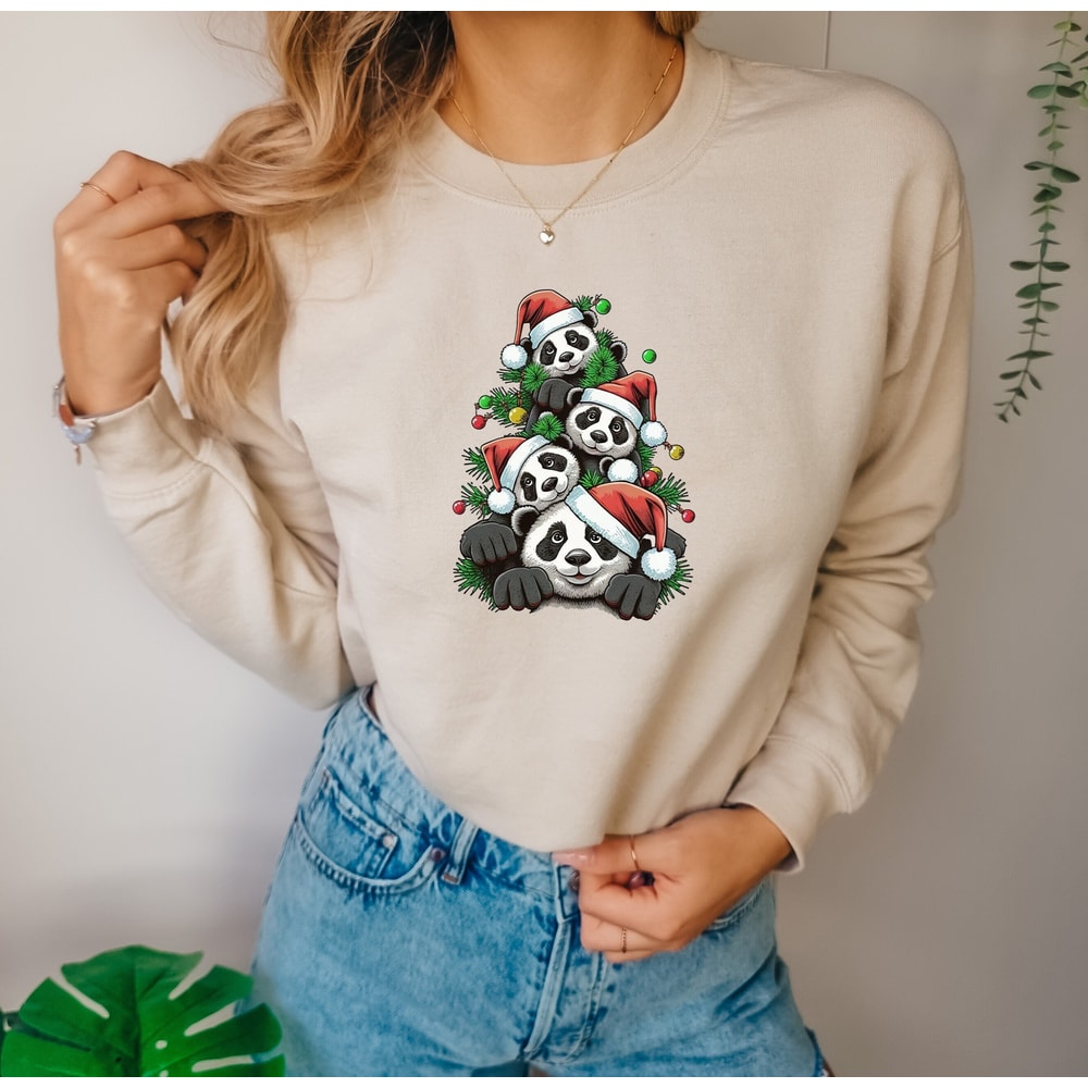 Christmas Panda Tree Comfort colors Shirt, Funny Cute Panda T-Shirt, Xmas Panda Lover Hoodie, Merry Christmas Holiday Party Gift Shirt, gift.jpg