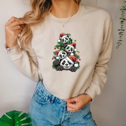 christmas panda tree comfort colors shirt, funny cute panda t-shirt, xmas panda lover hoodie, merry christmas holiday pa