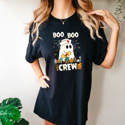 comfort colors boo boo crew nurse halloween shirt, boo boo crew shirt gift for nurses, nurses fall tee, scary vibes outf