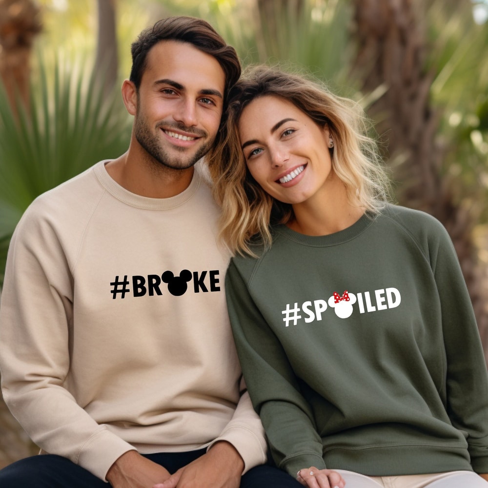 Comfort colors Broke and Spoiled Shirts, Couple Shirt, Funny Shirt, Anniversary Shirts, Disney Trip Shirt, Disney Group Shirt, Family Shirt,.jpg