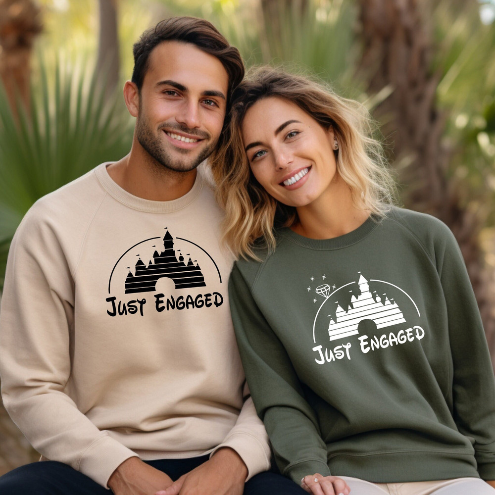 Comfort Colors Just Engaged Shirt, Disney Honeymoon Shirt, Engagement Shirt, Disney Bride and Groom Shirt, Bachelorette Party Shirt, Wedding.jpg