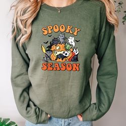 comfort colors spooky season cat, comfort colors shirt, halloween cat shirt, black cat shirt, halloween gift, spooky sea