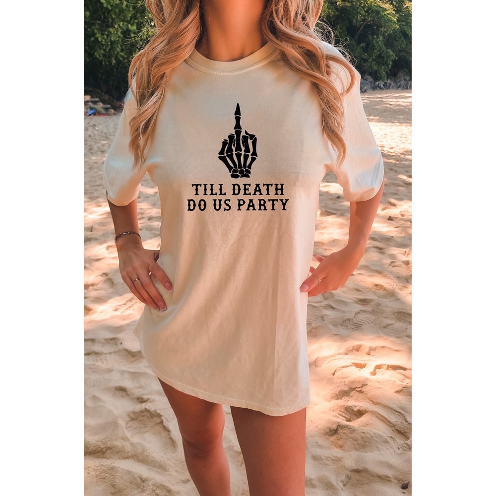 Comfort Colors Till Death Do Us Party Tee, Halloween Bachelorette Party Shirt, Bridal Shower Gift, Matching Bride Squad Tee, Middle finger,.jpg