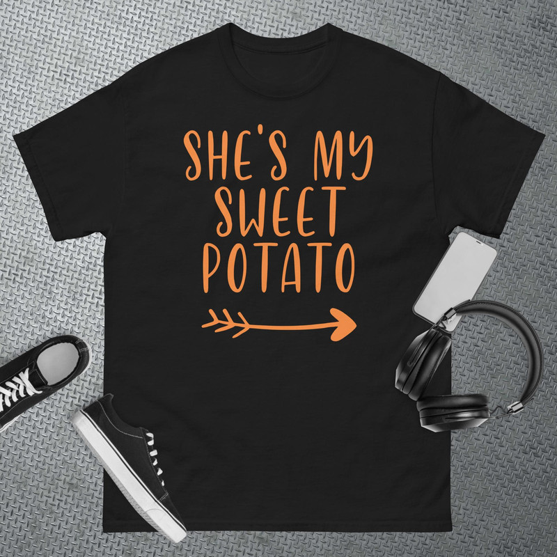 Thanksgiving Matching Couple She's My Sweet Potato I Yam Set T-Shirt.jpg
