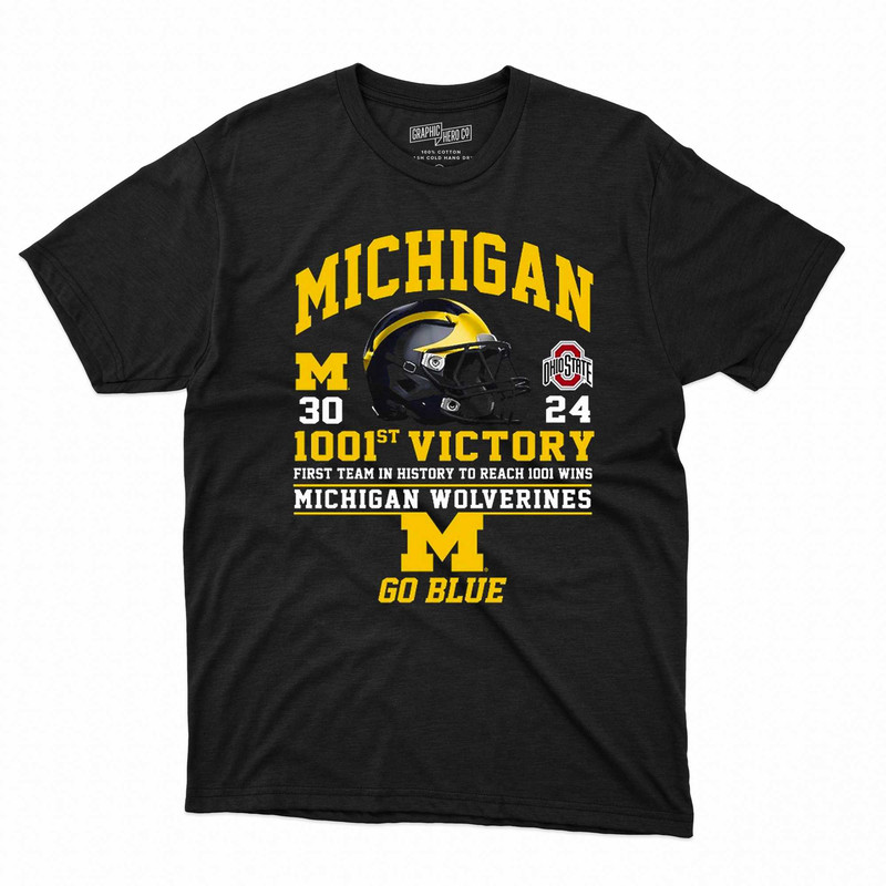 1001st Victory First Team In History To Reach 1001 Wins Michigan Wolverines Go Blue T-shirt.jpg