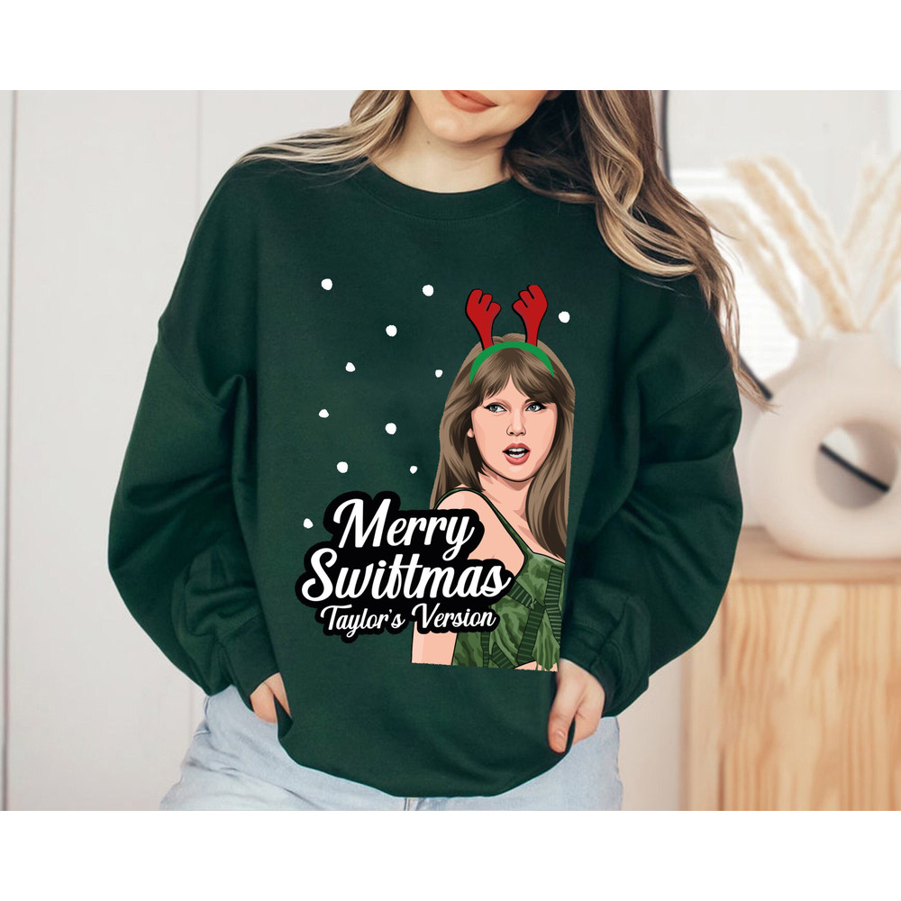 Merry Swiftmas Taylor's Sweatshirt, Version Funny Christmas Jumper, Taylor Swift Inspired Shirt, Eras Concert Shirt, Swiftie shirt.jpg