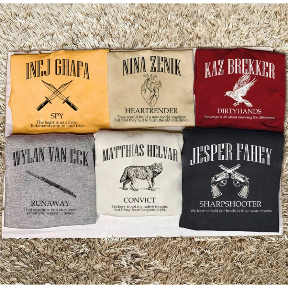 Custom Six of crows group Sweatshirt, No mourners merch, Ketterdam crow club, Kaz Brekker Hoodie, Inej T-shirt, Nina Jesper Matthias No.jpg