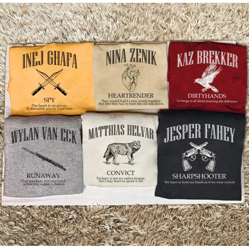 Custom Six of crows group Sweatshirt, No mourners merch, Ketterdam crow club, Kaz Brekker Hoodie, Inej T-shirt, Nina Jesper Matthias No.jpg