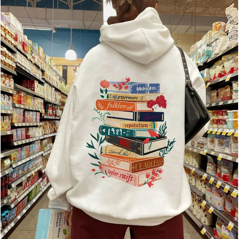 Tay-l0r Swiftie Vintage Albums As Books Stack Sweatshirt, Tay-l0r's Version Music Albums As Books Sweatshirt, Swiftie Merch Gift Ideas.jpg