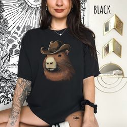 capybara cowboy unisex tshirt comfort colors funny capybara shirt oversized shirt in 4xl & plus sizes